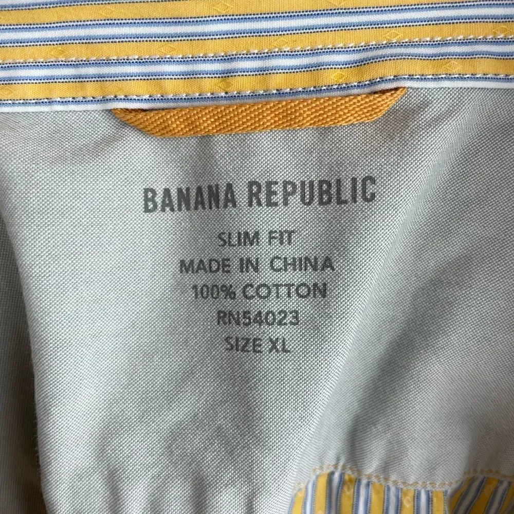 Banana Republic Striped Slim Fit Snap Down Shirt Size XL